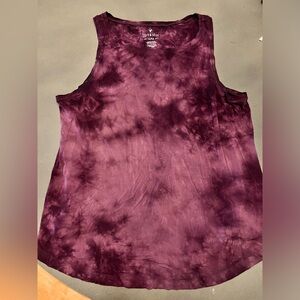 American Eagle Women’s Boyfriend Tank Soft & Sexy, Burgundy Tie Dye, Size XL